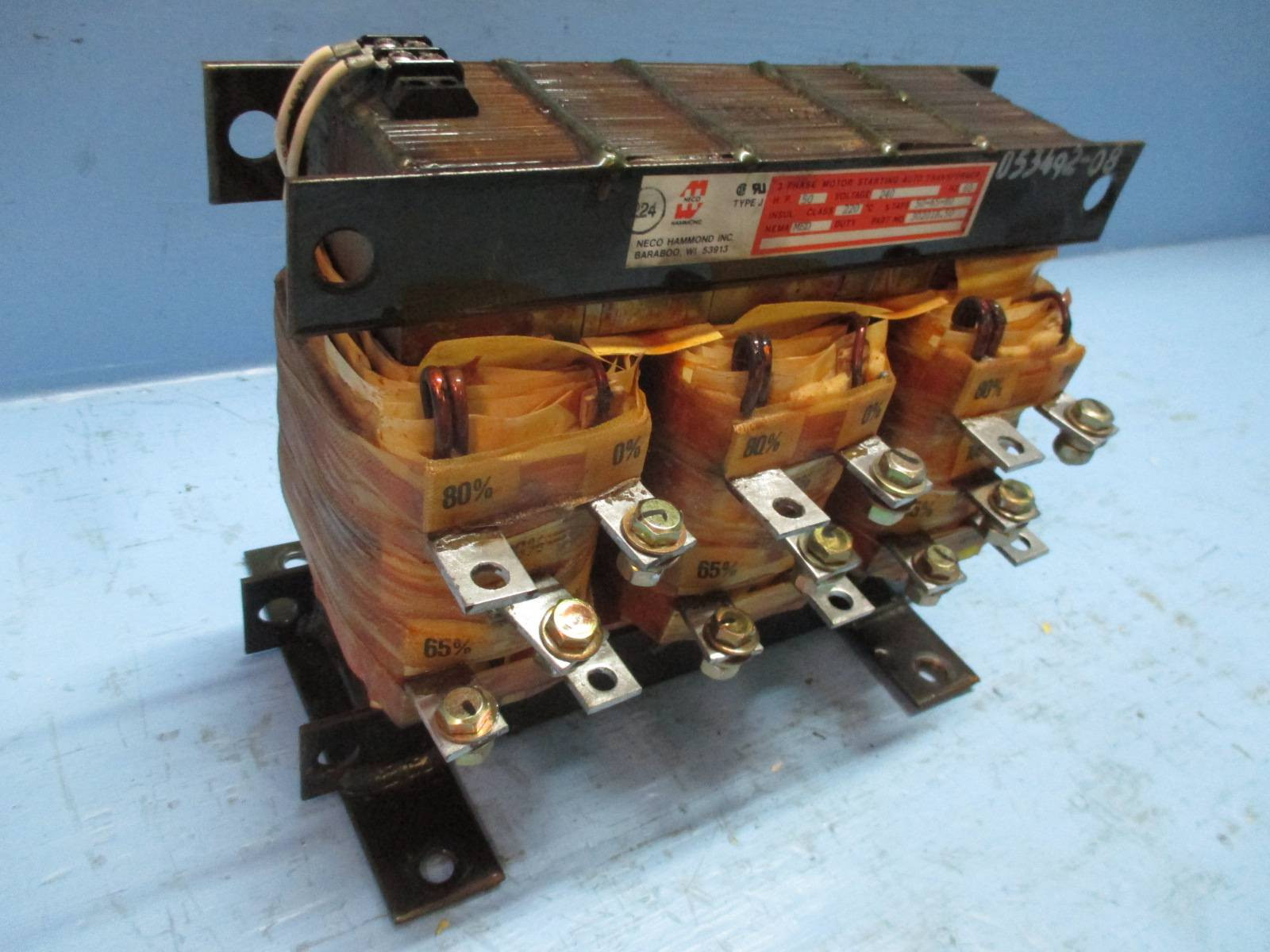 Neco Hammond 30201B.50 3 Phase Motor Starting Auto Transformer Type J